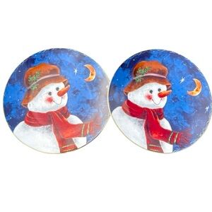 Elaine Thompson Snowman Winter Dreams‎ Christmas 10 1/8" Plates 2 Replacement
